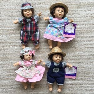 Set of 4 Vintage GiGo toy My Palm Pals Bean Bag Kid EXPRESSIONS Baby Dolls